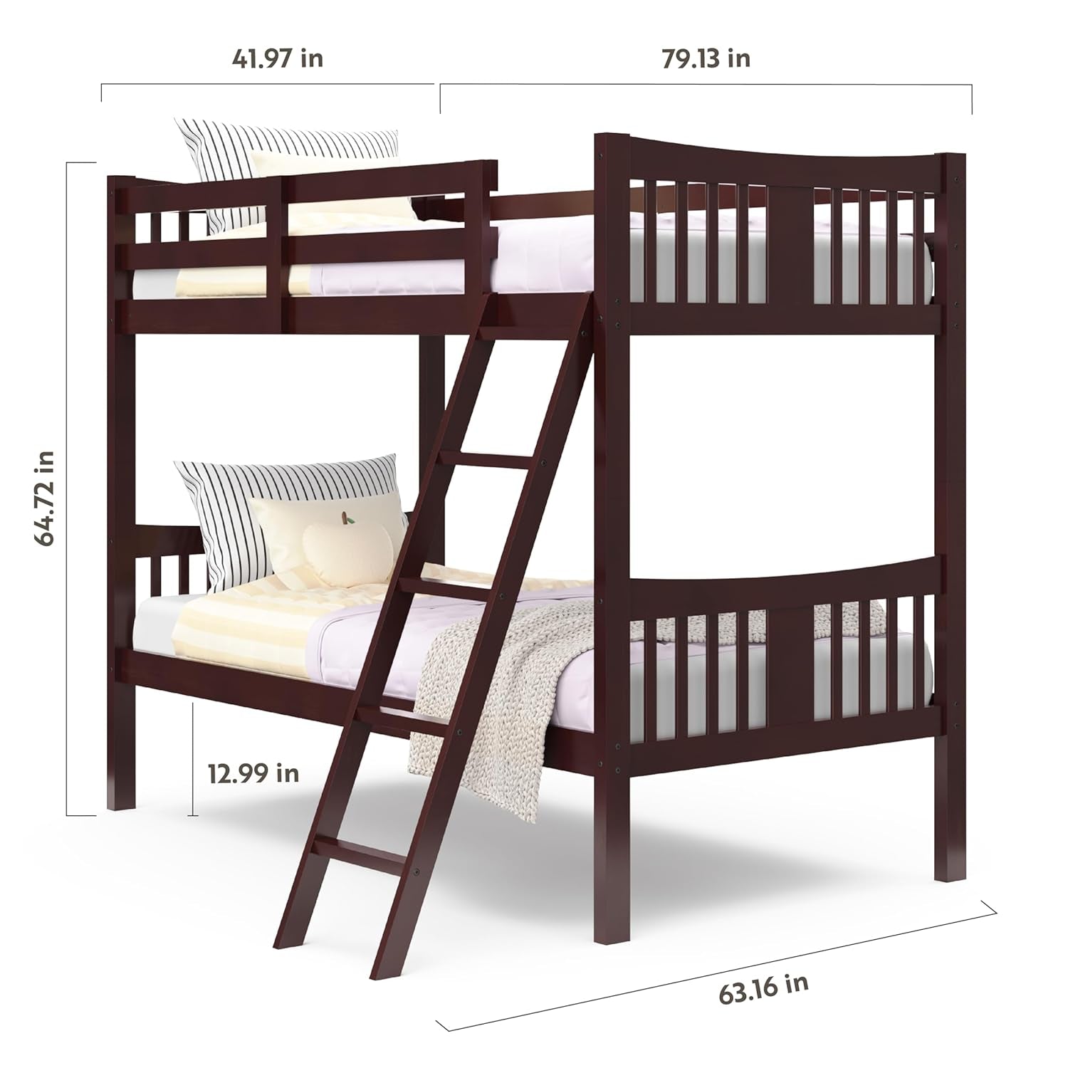 Caribou Twin-Over-Twin Bunk Bed (Espresso) – GREENGUARD Gold Certified, Converts to 2 Individual Twin Beds