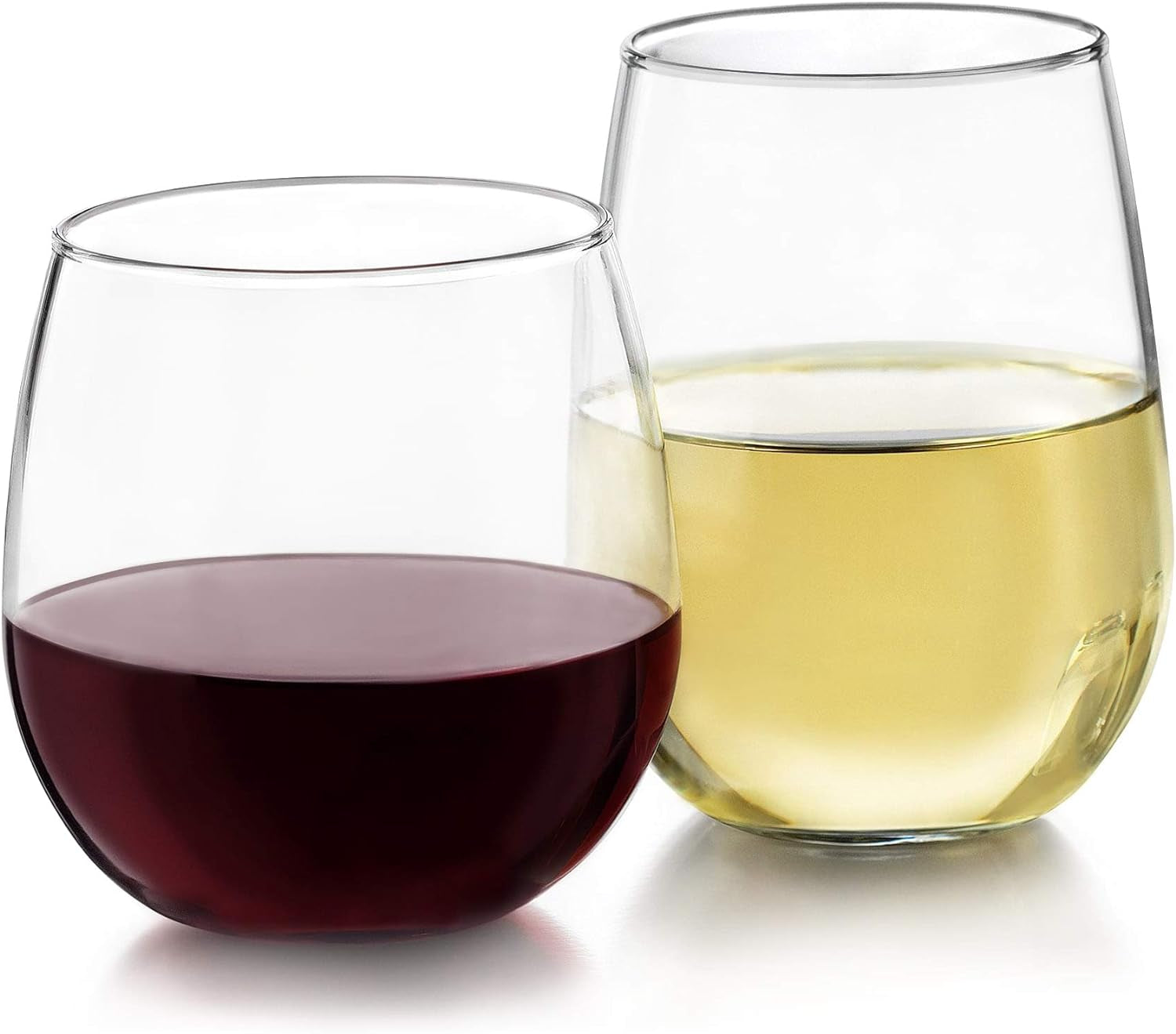 Stemless 12-Piece Wine Glass Party Set for Red and White Wines