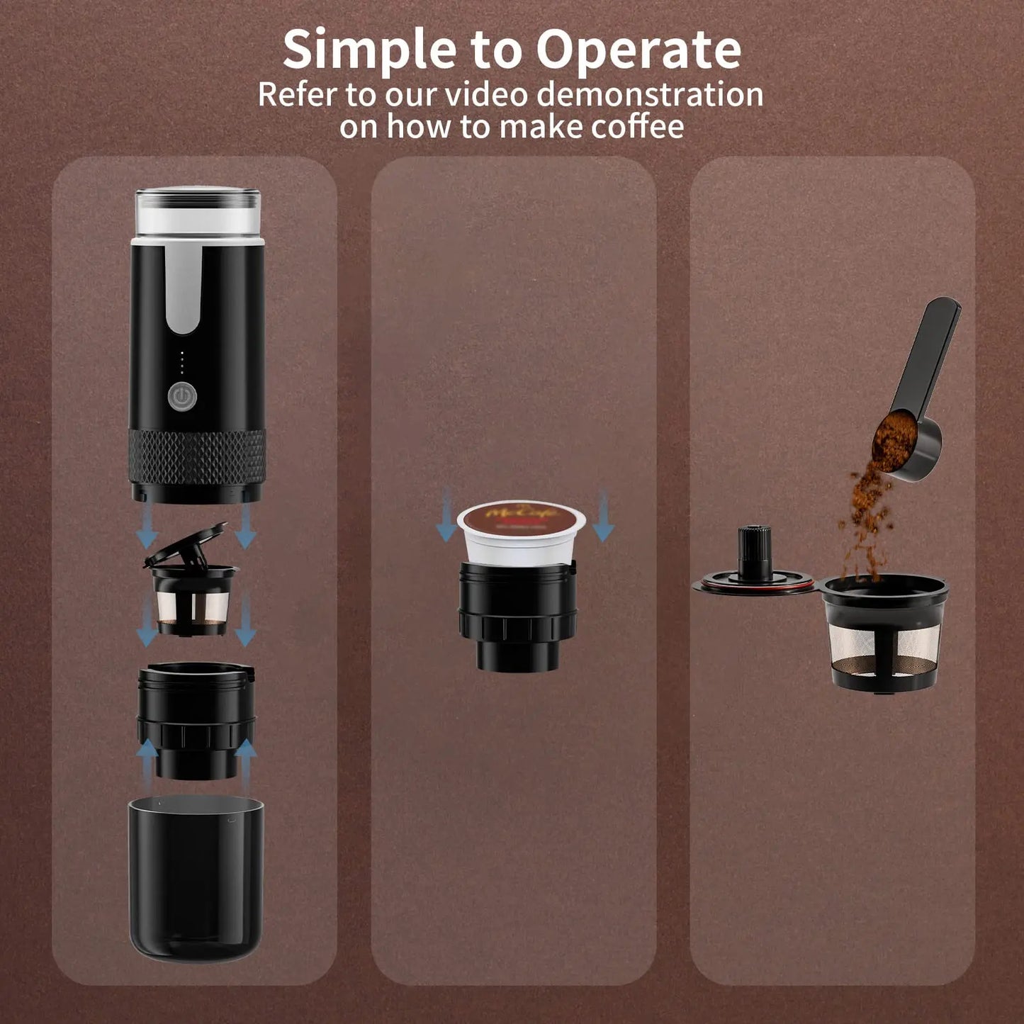 2024 New Portable Coffee Machine Coffee Maker Electric Capsule Ground Coffee Brewer Fit for Coffee Powder and Coffee Capsul